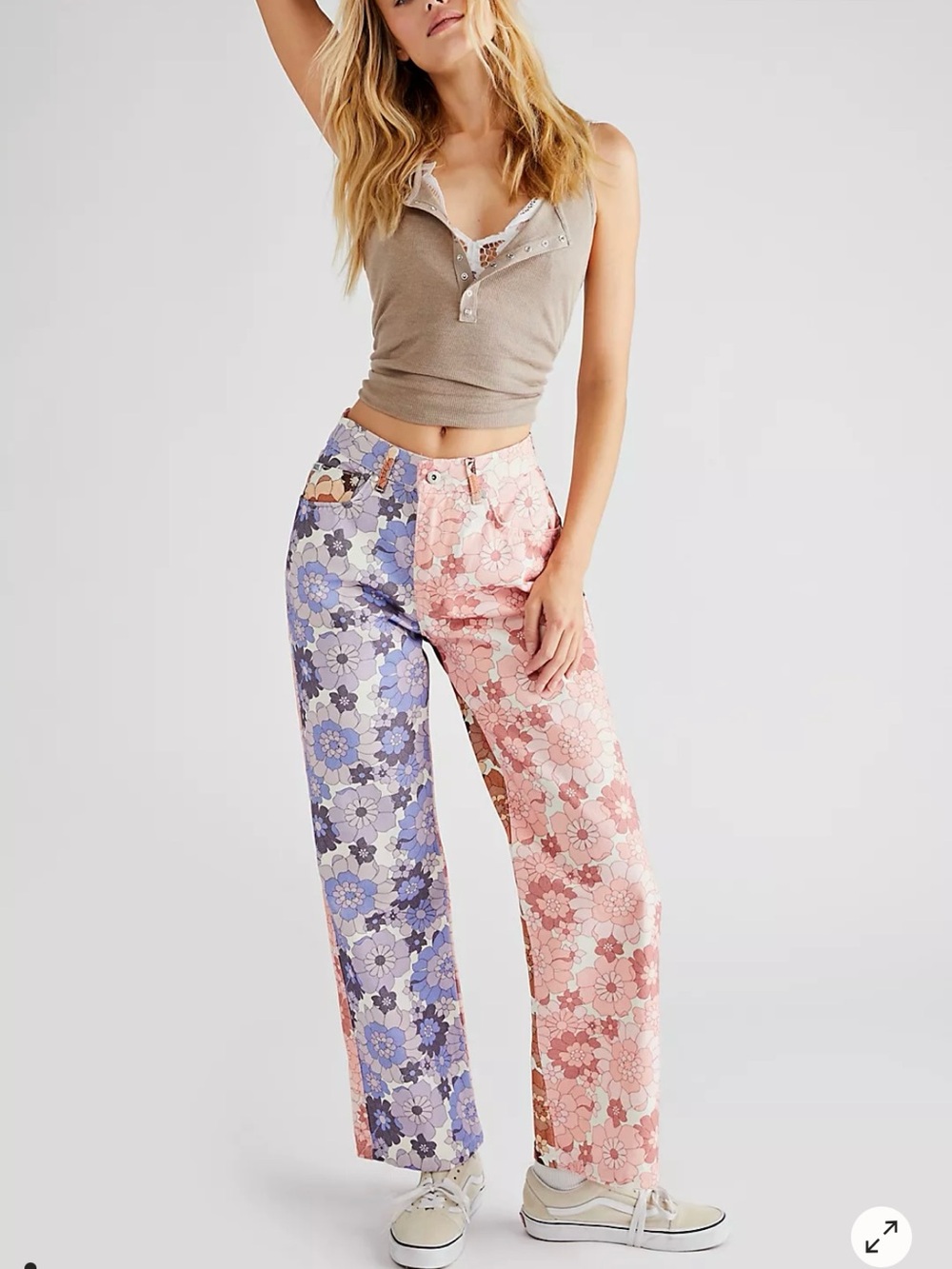 The Ragged Priest Bloom Dad Jeans Straight Leg Retro Floral Two Tone Sz 30